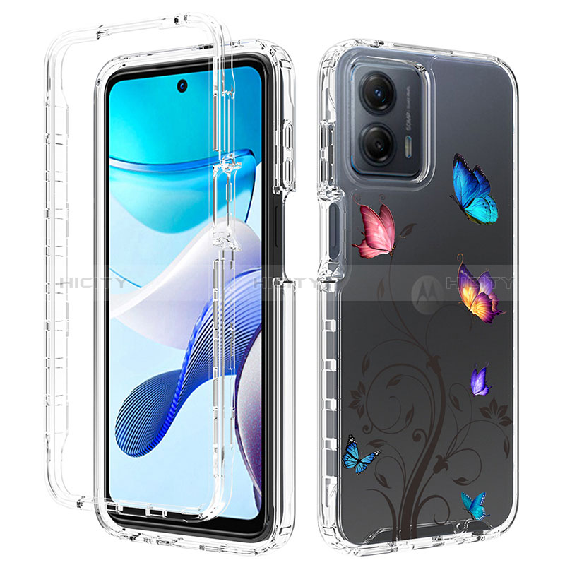 Coque Ultra Fine Transparente Souple Housse Etui 360 Degres Avant et Arriere pour Motorola Moto G 5G (2023) Bleu Ciel Plus