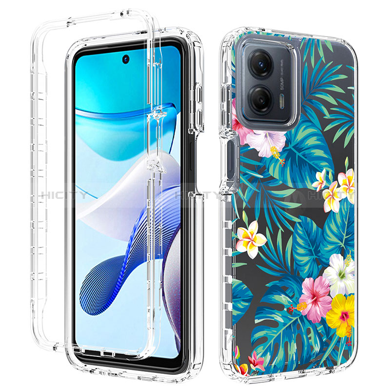 Coque Ultra Fine Transparente Souple Housse Etui 360 Degres Avant et Arriere pour Motorola Moto G 5G (2023) Cyan Plus