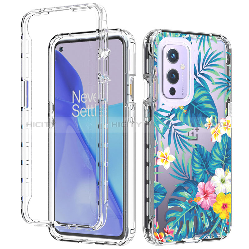 Coque Ultra Fine Transparente Souple Housse Etui 360 Degres Avant et Arriere pour OnePlus 9 5G Bleu Ciel Plus