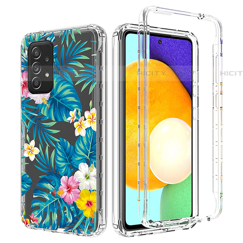 Coque Ultra Fine Transparente Souple Housse Etui 360 Degres Avant et Arriere pour Samsung Galaxy A52 4G Bleu Ciel Plus