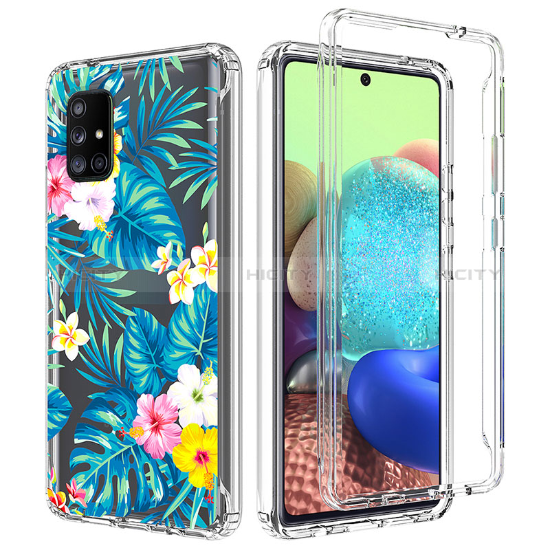 Coque Ultra Fine Transparente Souple Housse Etui 360 Degres Avant et Arriere pour Samsung Galaxy A71 4G A715 Bleu Ciel Plus