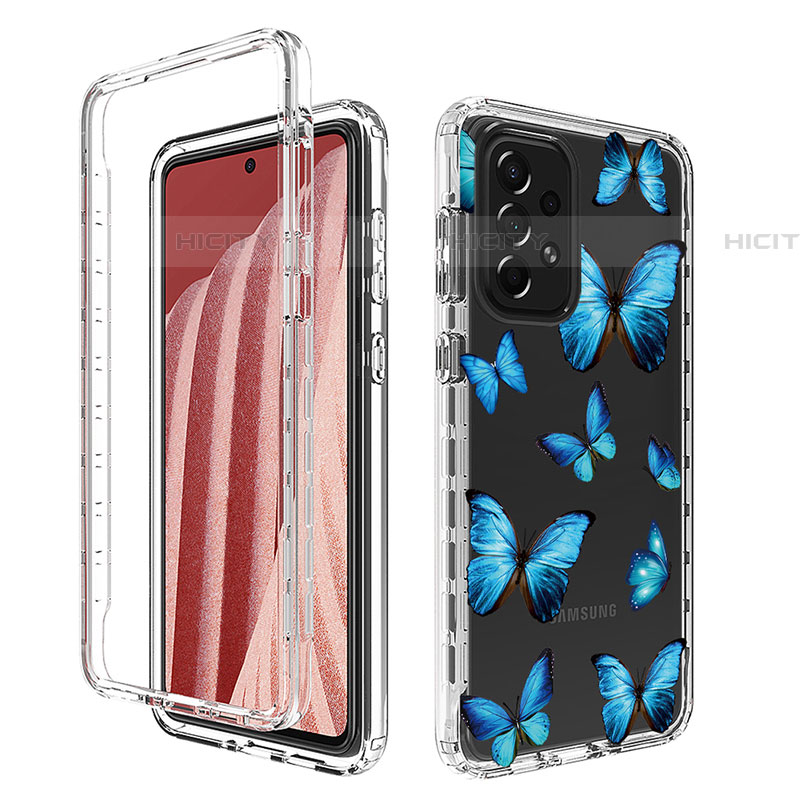 Coque Ultra Fine Transparente Souple Housse Etui 360 Degres Avant et Arriere pour Samsung Galaxy A73 5G Bleu Plus