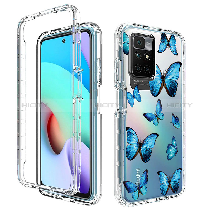 Coque Ultra Fine Transparente Souple Housse Etui 360 Degres Avant et Arriere pour Xiaomi Redmi 10 4G Bleu Plus