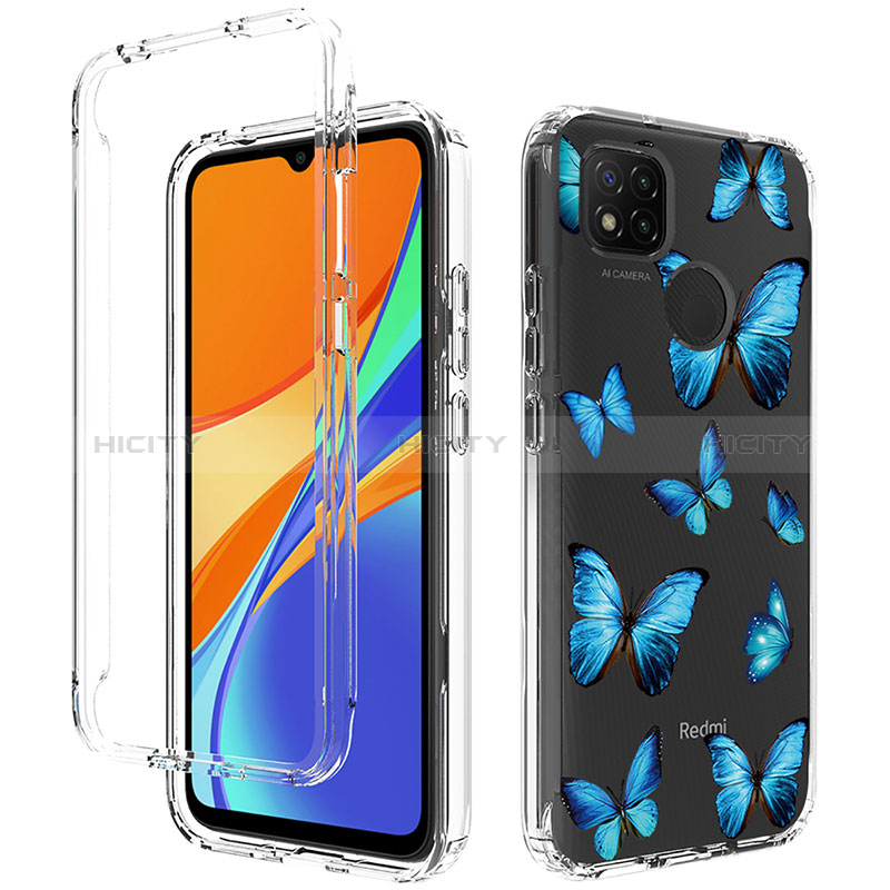 Coque Ultra Fine Transparente Souple Housse Etui 360 Degres Avant et Arriere pour Xiaomi Redmi 9C Bleu Plus