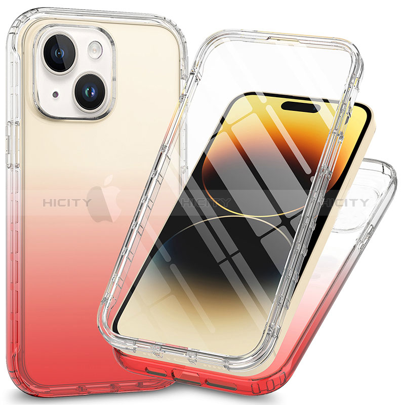 Coque Ultra Fine Transparente Souple Housse Etui 360 Degres Avant et Arriere ZJ1 pour Apple iPhone 15 Plus Rouge Plus