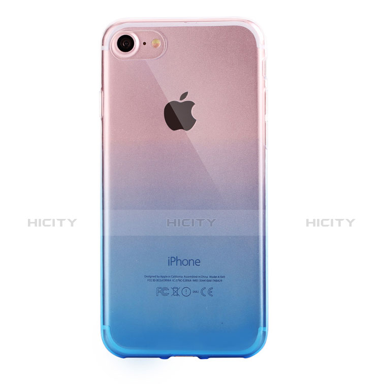 Coque Ultra Fine Transparente Souple Housse Etui Degrade G01 pour Apple iPhone 7 Bleu Plus