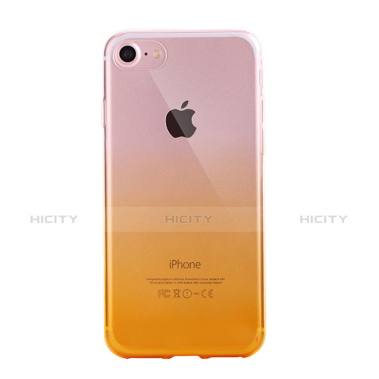 Coque Ultra Fine Transparente Souple Housse Etui Degrade G01 pour Apple iPhone 7 Jaune Plus