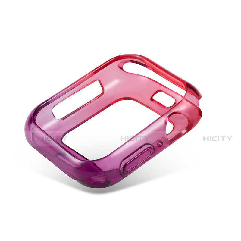 Coque Ultra Fine Transparente Souple Housse Etui Degrade G01 pour Apple iWatch 5 44mm Rouge Plus