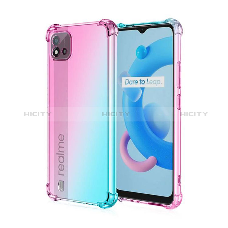 Coque Ultra Fine Transparente Souple Housse Etui Degrade pour Realme C20 Cyan Plus