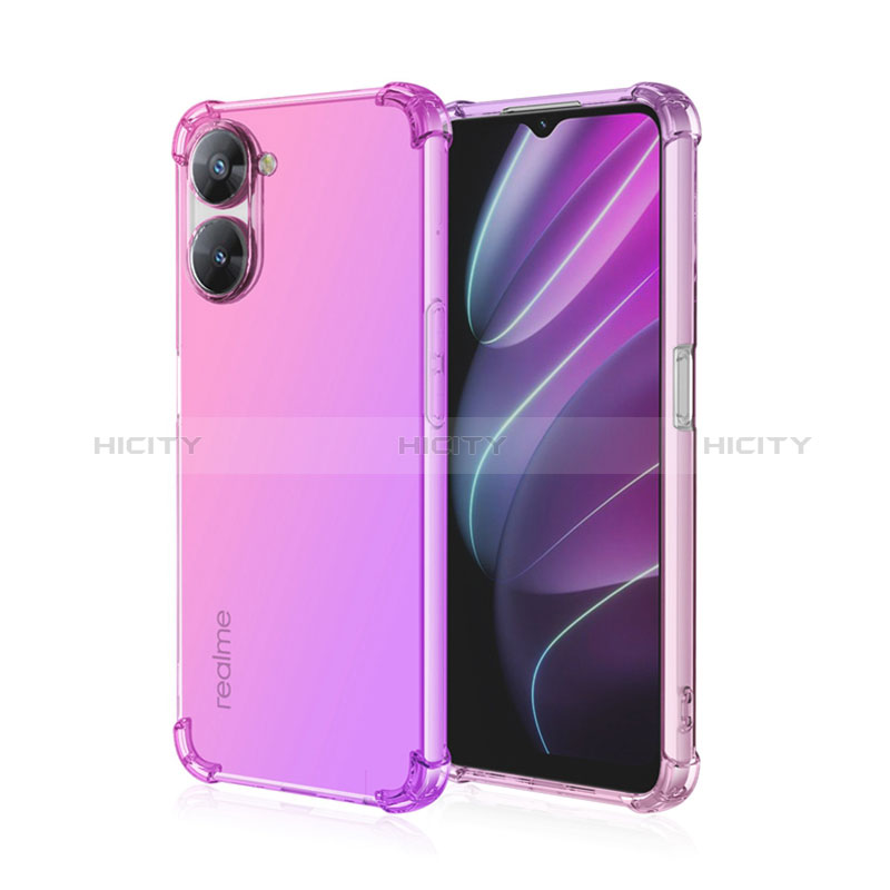 Coque Ultra Fine Transparente Souple Housse Etui Degrade pour Realme V20 5G Rose Rouge Plus