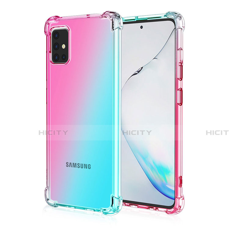 Coque Ultra Fine Transparente Souple Housse Etui Degrade pour Samsung Galaxy A51 4G Cyan Plus