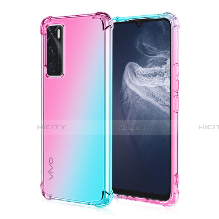 Coque Ultra Fine Transparente Souple Housse Etui Degrade pour Vivo Y70 (2020) Cyan Plus