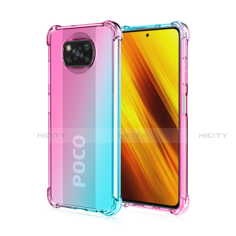 Coque Ultra Fine Transparente Souple Housse Etui Degrade pour Xiaomi Poco X3 NFC Cyan Plus