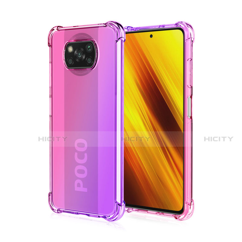 Coque Ultra Fine Transparente Souple Housse Etui Degrade pour Xiaomi Poco X3 NFC Violet Clair Plus