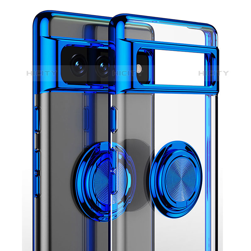 Coque Ultra Slim Silicone Souple Housse Etui Transparente avec Support Bague Anneau Aimante Magnetique AN1 pour Google Pixel 7 5G Plus