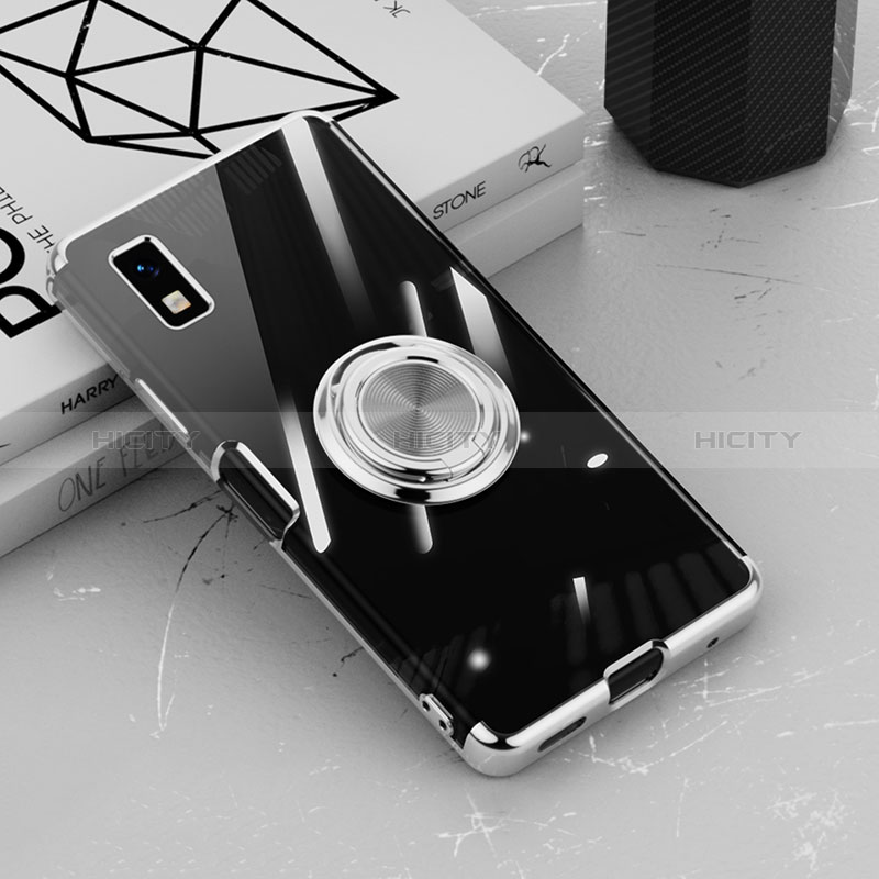 Coque Ultra Slim Silicone Souple Housse Etui Transparente avec Support Bague Anneau Aimante Magnetique AN1 pour Sharp Aquos wish Plus