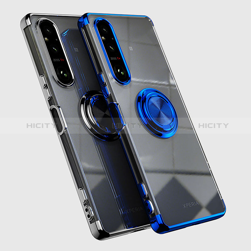 Coque Ultra Slim Silicone Souple Housse Etui Transparente avec Support Bague Anneau Aimante Magnetique AN1 pour Sony Xperia 1 V Plus