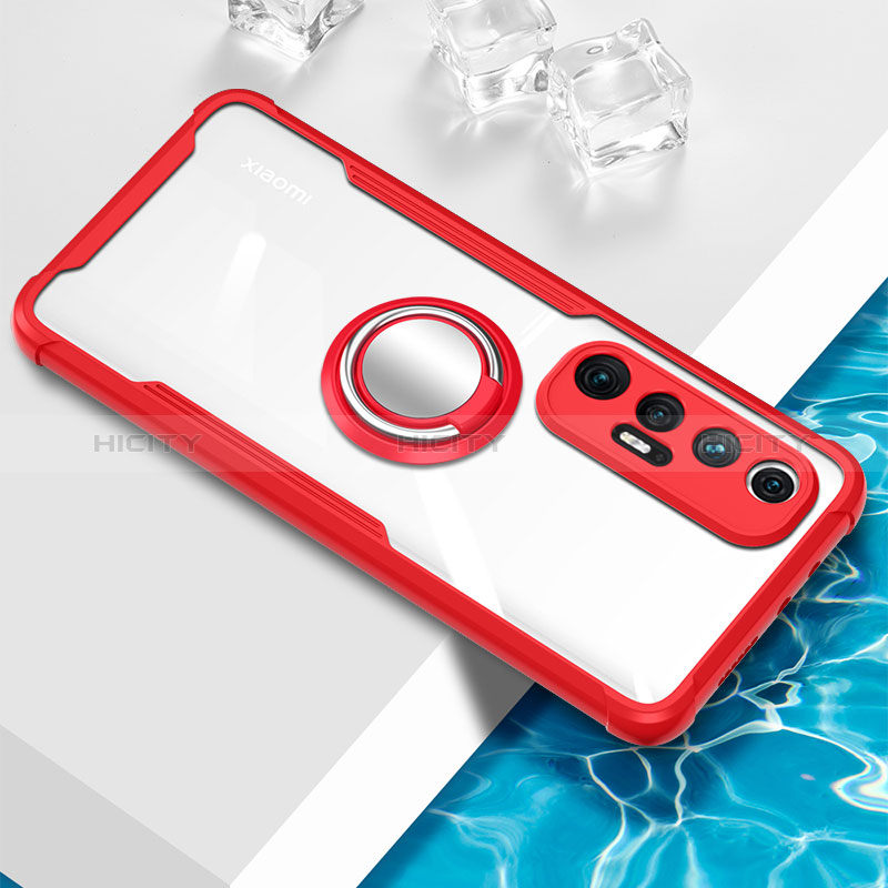 Coque Ultra Slim Silicone Souple Housse Etui Transparente avec Support Bague Anneau Aimante Magnetique BH1 pour Xiaomi Mi 10S 5G Rouge Plus