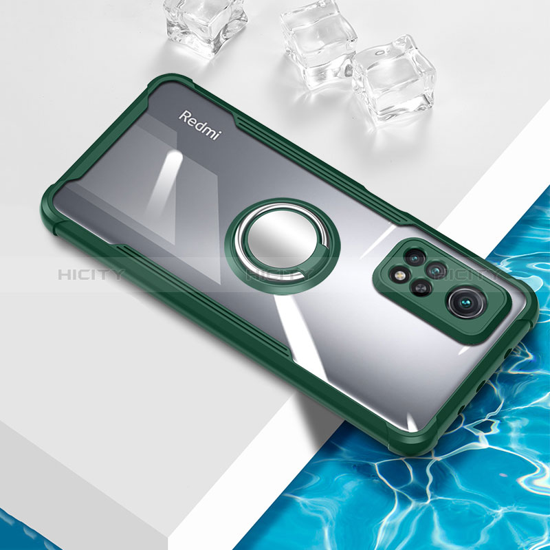 Coque Ultra Slim Silicone Souple Housse Etui Transparente avec Support Bague Anneau Aimante Magnetique BH1 pour Xiaomi Mi 10T 5G Vert Plus