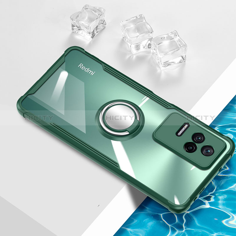 Coque Ultra Slim Silicone Souple Housse Etui Transparente avec Support Bague Anneau Aimante Magnetique BH1 pour Xiaomi Redmi K40S 5G Vert Plus