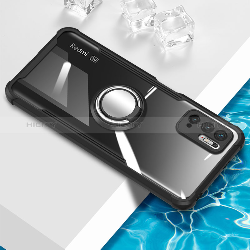 Coque Ultra Slim Silicone Souple Housse Etui Transparente avec Support Bague Anneau Aimante Magnetique BH1 pour Xiaomi Redmi Note 11 SE 5G Noir Plus