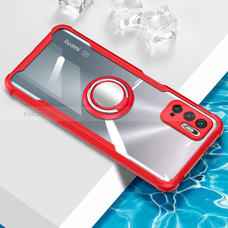 Coque Ultra Slim Silicone Souple Housse Etui Transparente avec Support Bague Anneau Aimante Magnetique BH1 pour Xiaomi Redmi Note 11 SE 5G Rouge Plus