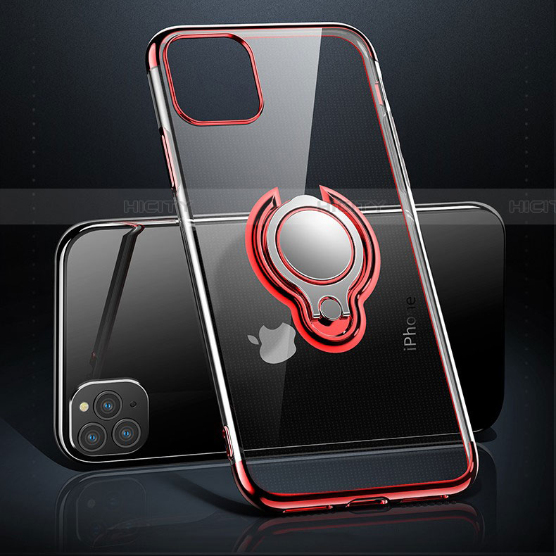 Coque Ultra Slim Silicone Souple Housse Etui Transparente avec Support Bague Anneau Aimante Magnetique C01 pour Apple iPhone 11 Pro Max Plus