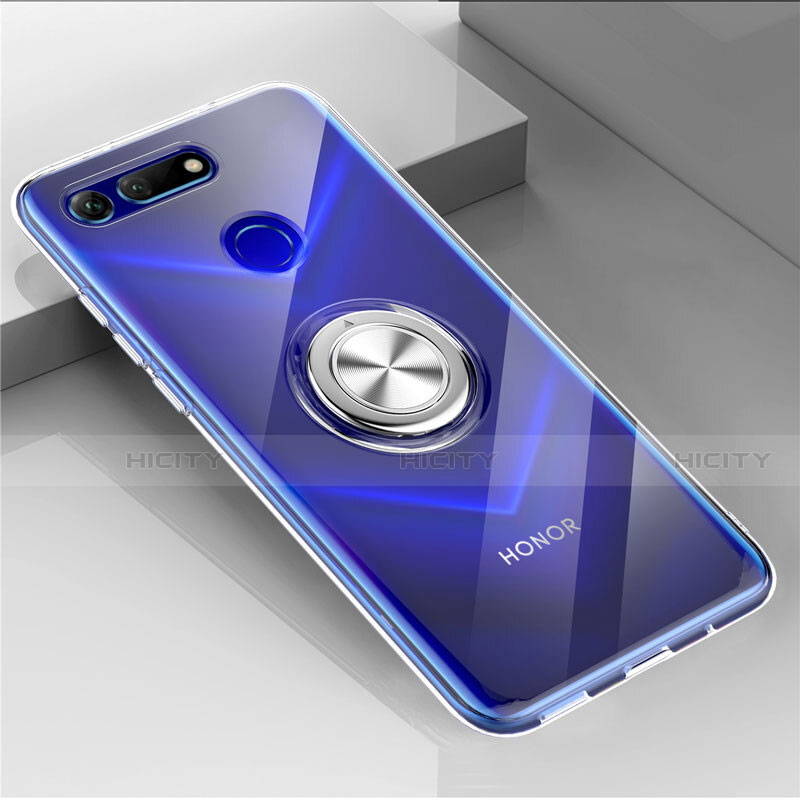 Coque Ultra Slim Silicone Souple Housse Etui Transparente avec Support Bague Anneau Aimante Magnetique C01 pour Huawei Honor V20 Clair Plus