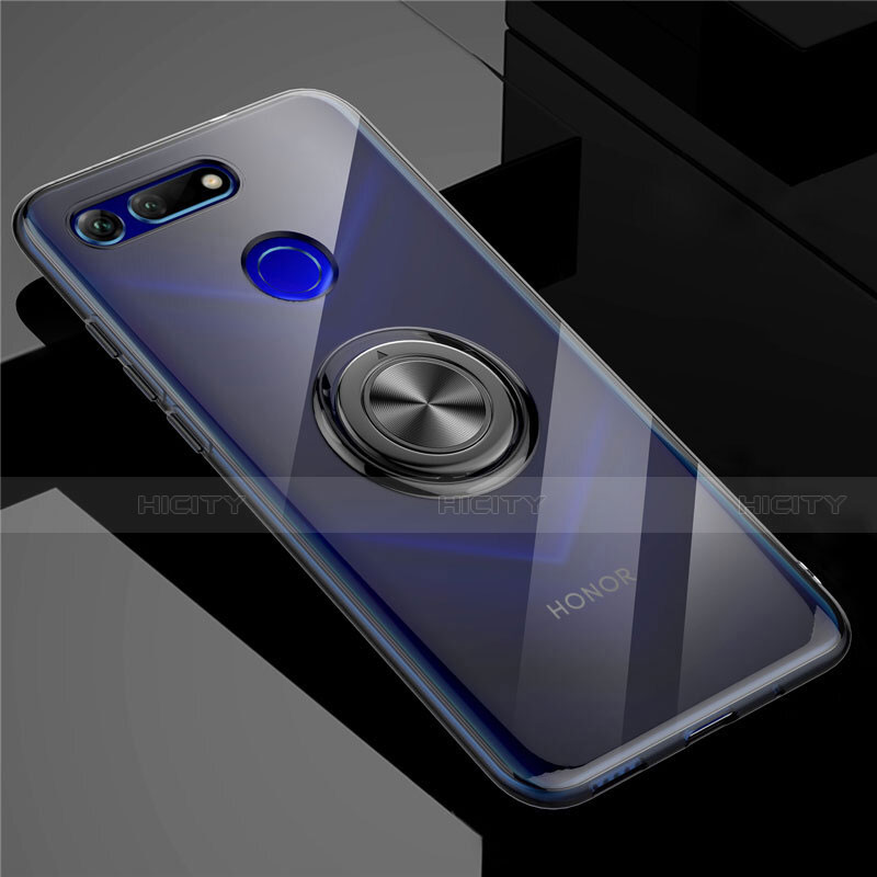 Coque Ultra Slim Silicone Souple Housse Etui Transparente avec Support Bague Anneau Aimante Magnetique C01 pour Huawei Honor V20 Plus