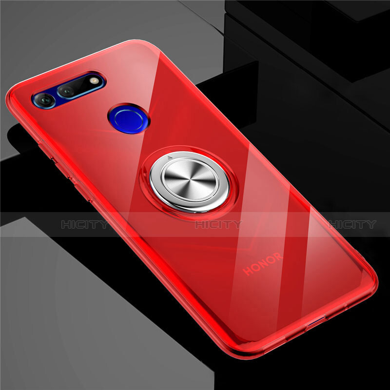 Coque Ultra Slim Silicone Souple Housse Etui Transparente avec Support Bague Anneau Aimante Magnetique C01 pour Huawei Honor V20 Plus