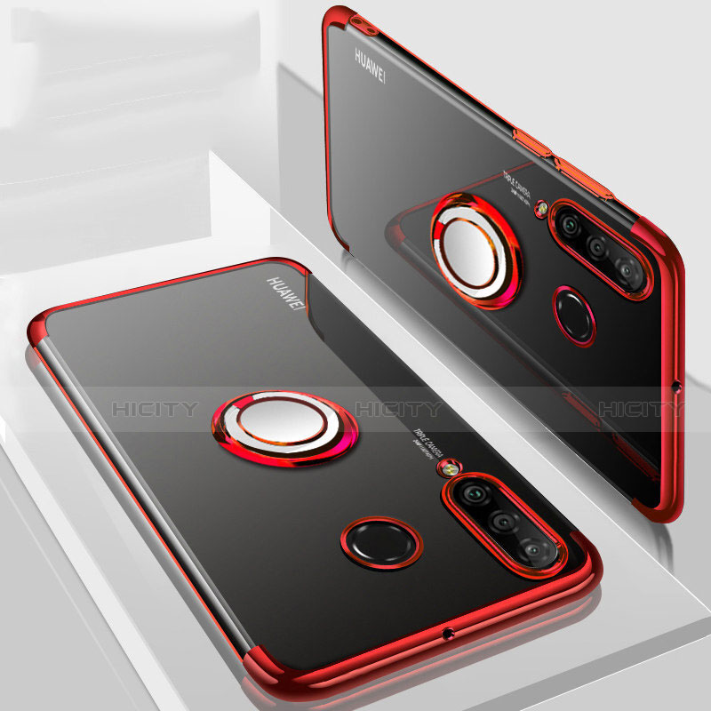 Coque Ultra Slim Silicone Souple Housse Etui Transparente avec Support Bague Anneau Aimante Magnetique C01 pour Huawei Nova 4e Rouge Plus