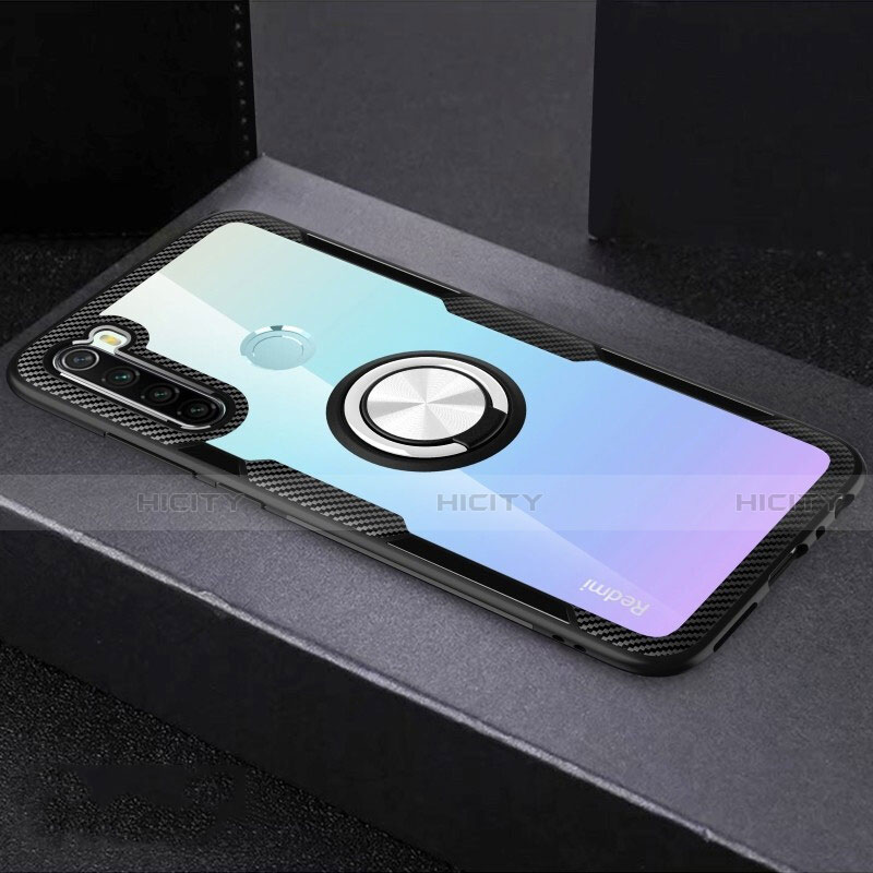 Coque Ultra Slim Silicone Souple Housse Etui Transparente avec Support Bague Anneau Aimante Magnetique C01 pour Xiaomi Redmi Note 8T Plus