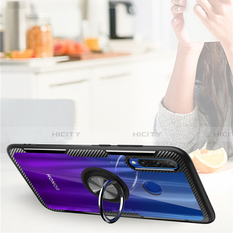 Coque Ultra Slim Silicone Souple Housse Etui Transparente avec Support Bague Anneau Aimante Magnetique C02 pour Huawei Honor 20E Plus