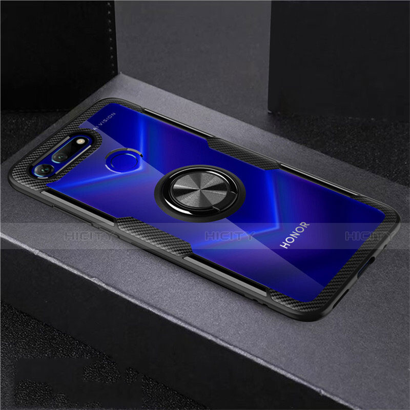 Coque Ultra Slim Silicone Souple Housse Etui Transparente avec Support Bague Anneau Aimante Magnetique C02 pour Huawei Honor View 20 Plus