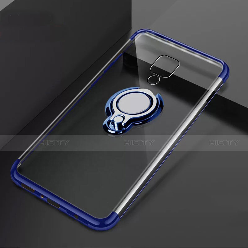 Coque Ultra Slim Silicone Souple Housse Etui Transparente avec Support Bague Anneau Aimante Magnetique C02 pour Huawei Mate 20 X 5G Bleu Plus