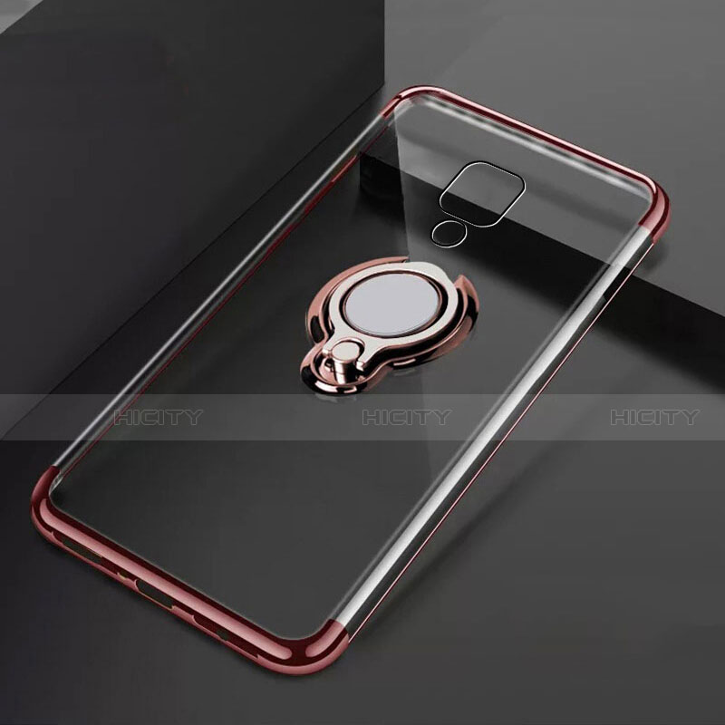 Coque Ultra Slim Silicone Souple Housse Etui Transparente avec Support Bague Anneau Aimante Magnetique C02 pour Huawei Mate 20 X 5G Or Rose Plus