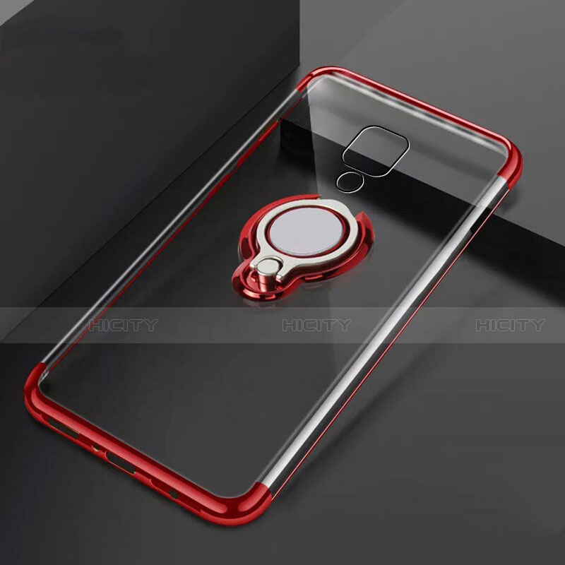 Coque Ultra Slim Silicone Souple Housse Etui Transparente avec Support Bague Anneau Aimante Magnetique C02 pour Huawei Mate 20 X 5G Rouge Plus