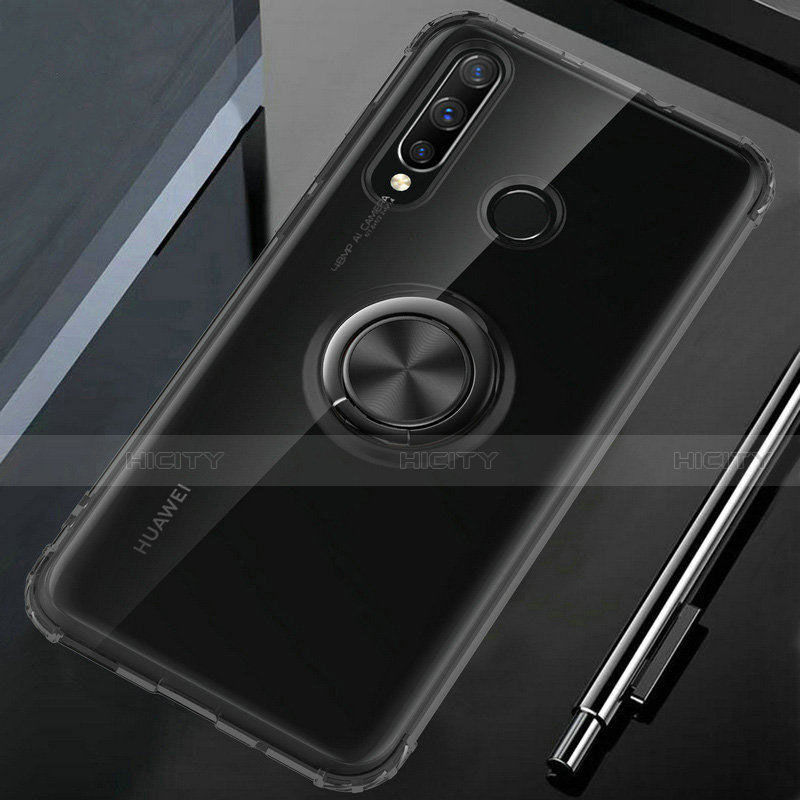 Coque Ultra Slim Silicone Souple Housse Etui Transparente avec Support Bague Anneau Aimante Magnetique C02 pour Huawei Nova 4e Plus