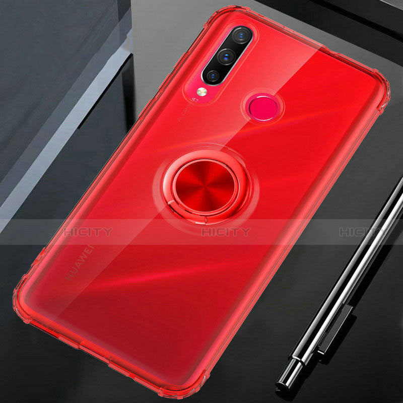 Coque Ultra Slim Silicone Souple Housse Etui Transparente avec Support Bague Anneau Aimante Magnetique C02 pour Huawei Nova 4e Plus