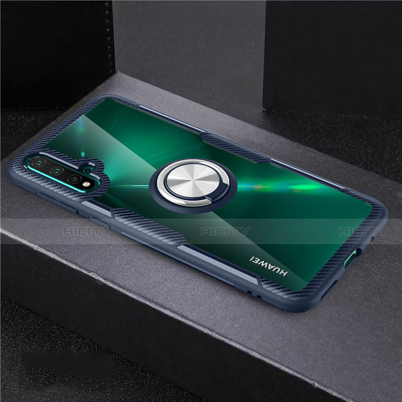 Coque Ultra Slim Silicone Souple Housse Etui Transparente avec Support Bague Anneau Aimante Magnetique C02 pour Huawei Nova 5 Plus