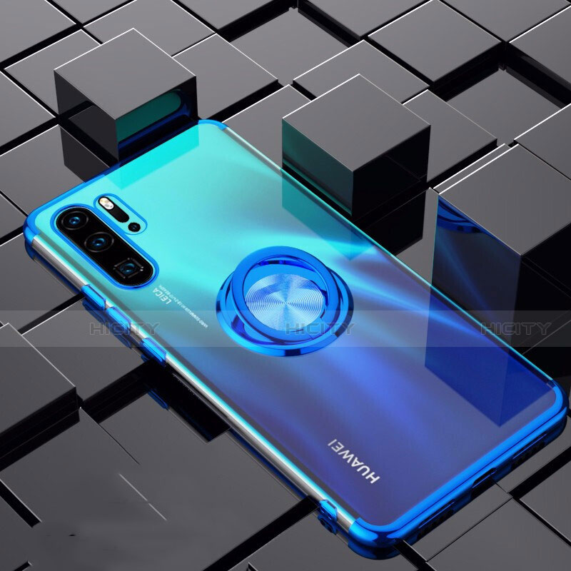 Coque Ultra Slim Silicone Souple Housse Etui Transparente avec Support Bague Anneau Aimante Magnetique C02 pour Huawei P30 Pro New Edition Plus