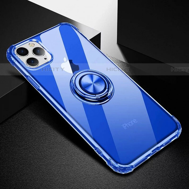 Coque Ultra Slim Silicone Souple Housse Etui Transparente avec Support Bague Anneau Aimante Magnetique C03 pour Apple iPhone 11 Pro Max Plus