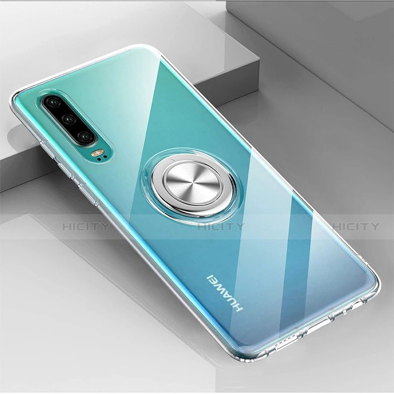 Coque Ultra Slim Silicone Souple Housse Etui Transparente avec Support Bague Anneau Aimante Magnetique C03 pour Huawei P30 Clair Plus