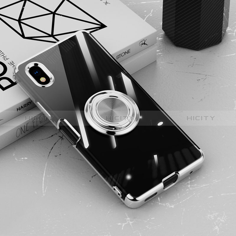 Coque Ultra Slim Silicone Souple Housse Etui Transparente avec Support Bague Anneau Aimante Magnetique pour Sony Xperia Ace III Argent Plus