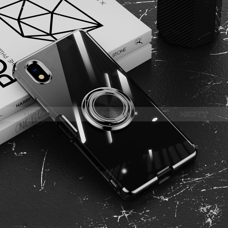 Coque Ultra Slim Silicone Souple Housse Etui Transparente avec Support Bague Anneau Aimante Magnetique pour Sony Xperia Ace III Noir Plus