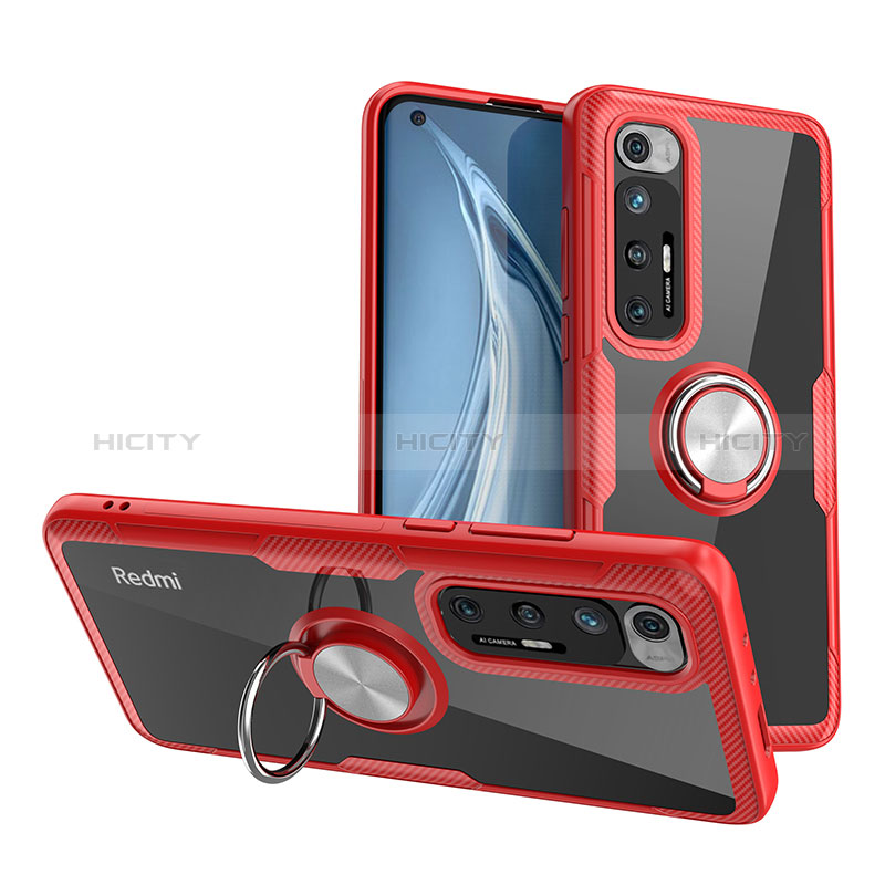 Coque Ultra Slim Silicone Souple Housse Etui Transparente avec Support Bague Anneau Aimante Magnetique ZL1 pour Xiaomi Mi 10S 5G Rouge Plus