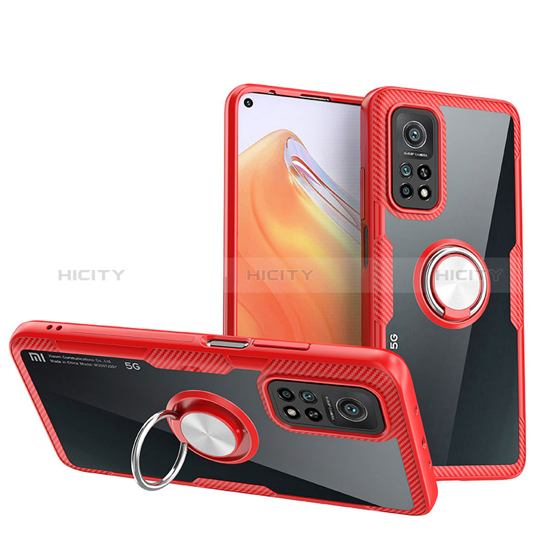 Coque Ultra Slim Silicone Souple Housse Etui Transparente avec Support Bague Anneau Aimante Magnetique ZL1 pour Xiaomi Mi 10T 5G Rouge Plus