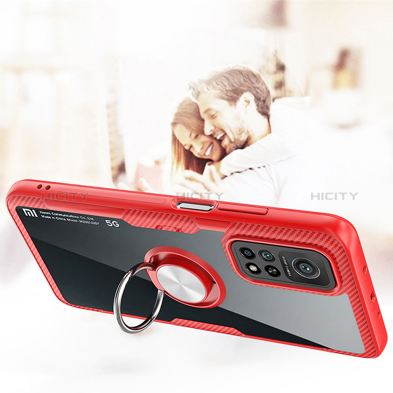 Coque Ultra Slim Silicone Souple Housse Etui Transparente avec Support Bague Anneau Aimante Magnetique ZL1 pour Xiaomi Mi 10T Pro 5G Plus