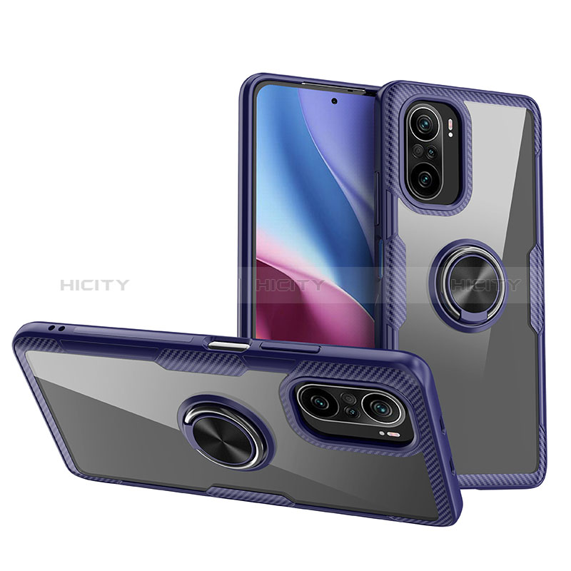 Coque Ultra Slim Silicone Souple Housse Etui Transparente avec Support Bague Anneau Aimante Magnetique ZL1 pour Xiaomi Mi 11i 5G Bleu Plus