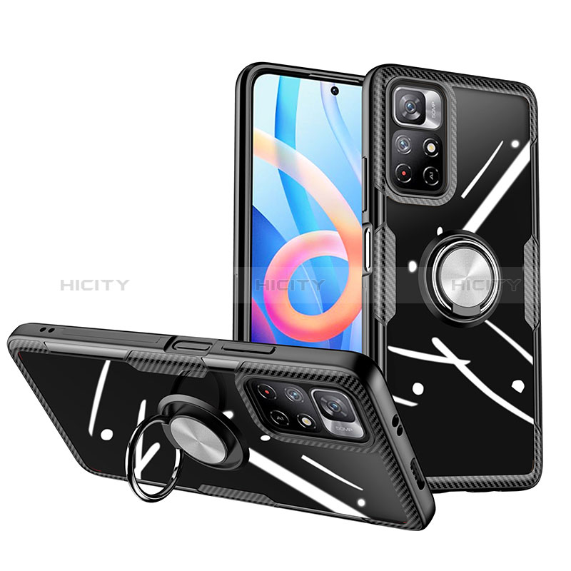 Coque Ultra Slim Silicone Souple Housse Etui Transparente avec Support Bague Anneau Aimante Magnetique ZL1 pour Xiaomi Poco M4 Pro 5G Plus